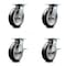 Service Caster 8 Inch Rubber on Aluminum Swivel Caster Set with Roller Bearings 2 Brakes SCC SCC-35S820-RAR-2-SLB-2 - alternate 1